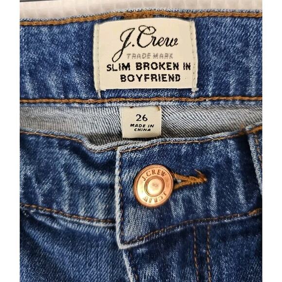 J.Crew ~Woman Size 26~ Blue Denim Slim Broken-In Boyfriend Jeans Desstressed. - Picture 4 of 10